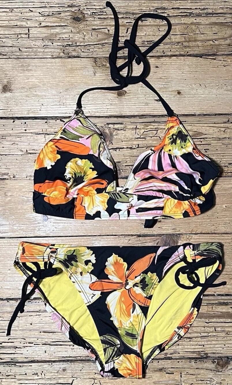 Robin Piccone Mila Bikini Top + Side Tie Bikini Bottoms Size Medium *Not Padded*